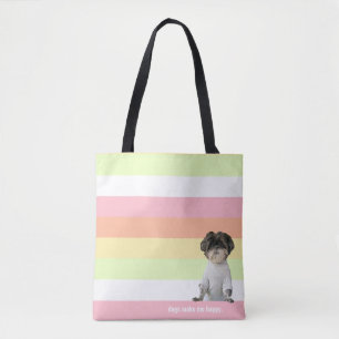 Dogs Make Me Happy Shihtzu Melon Pink Simple Tote Bag