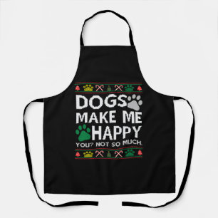 Dogs Make Me Happy Ugly Christmas Sweater Apron