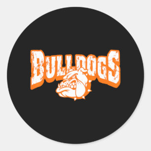 Dogs Mascot Back To School Team Spirit Orange Classic Round Sticker