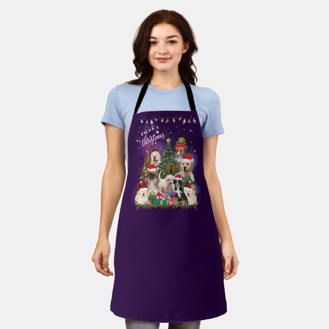 Dogs Merry Christmas Light Apron (Worn)