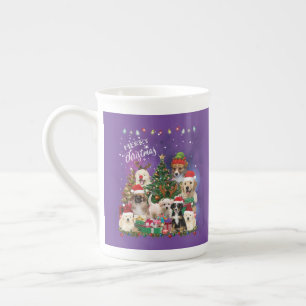 dogs Merry christmas Light Bone China Mug