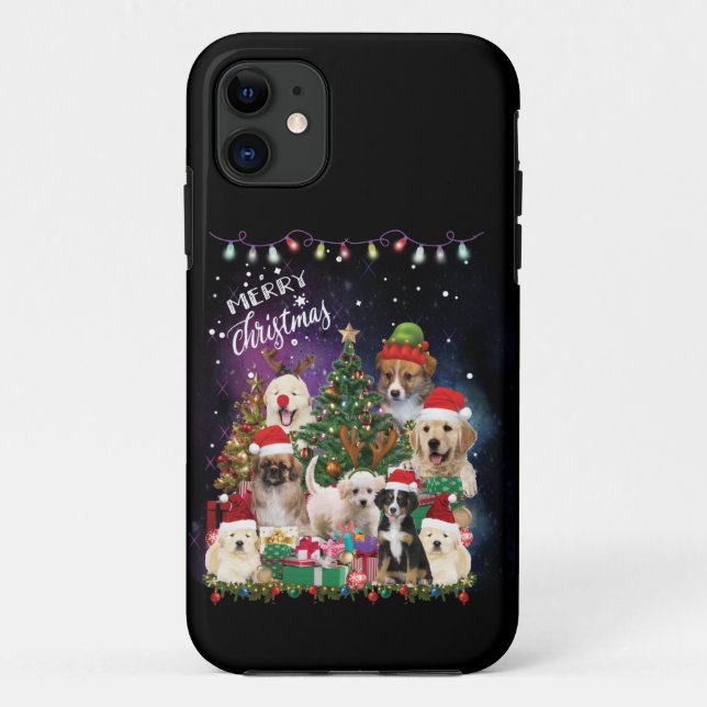 Dogs Merry Christmas Light Case-Mate iPhone Case (Back)