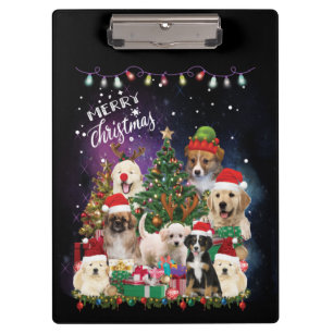 Dogs Merry Christmas Light Clipboard
