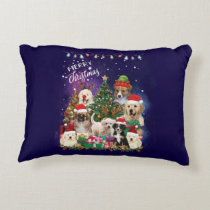 dogs Merry christmas Light Decorative Cushion