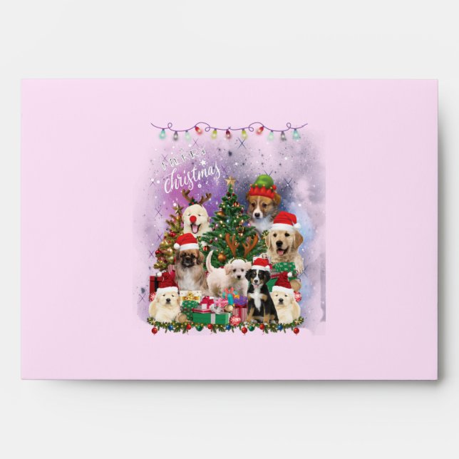 Dogs Merry Christmas Light Envelope (Front)