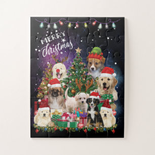 Dogs Merry Christmas Light Jigsaw Puzzle