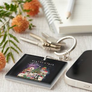 Dogs Merry Christmas Light Key Ring