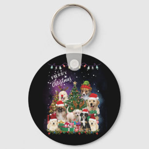Dogs Merry Christmas Light Key Ring