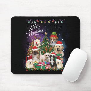 Dogs Merry Christmas Light Mouse Pad