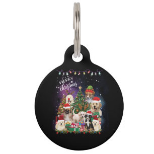 dogs Merry christmas Light Pet Tag