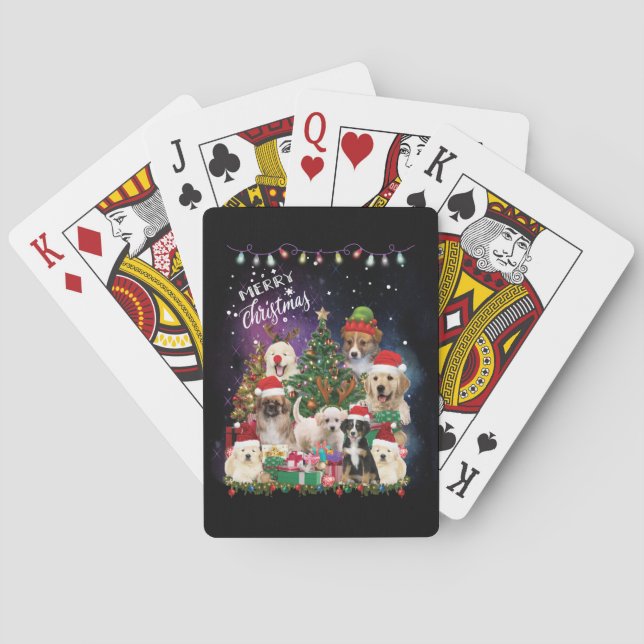 Dogs Merry Christmas Light Playing Cards (Back)