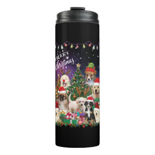 dogs Merry christmas Light Thermal Tumbler