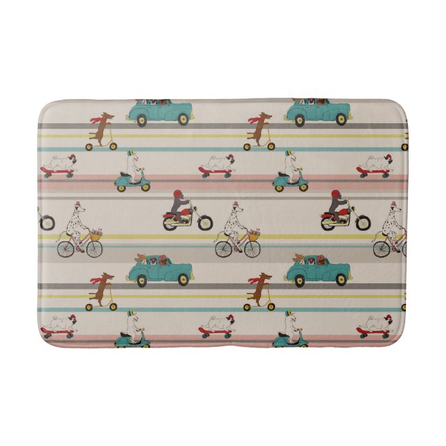 Dogs Moving in Vehicles Pattern Bath Mat (Front)