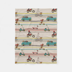 Dogs Moving in Vehicles Pattern Fleece Blanket