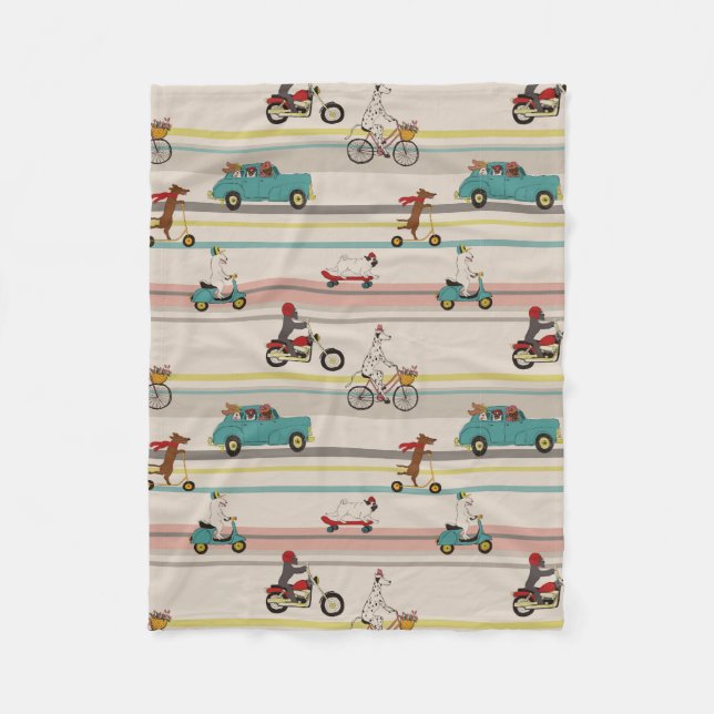 Dogs Moving in Vehicles Pattern Fleece Blanket (Front)