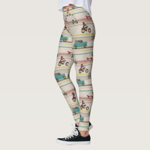Dogs Moving in Vehicles Pattern Leggings