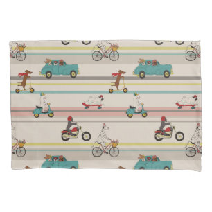 Dogs Moving in Vehicles Pattern Pillowcase