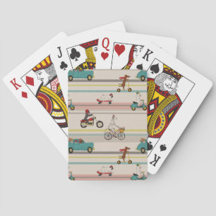 Dogs Moving in Vehicles Pattern Playing Cards