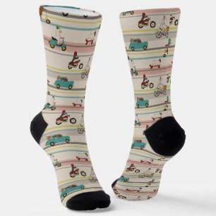 Dogs Moving in Vehicles Pattern Socks