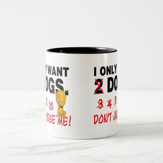 Dogs mug - don't judge me! (Center)