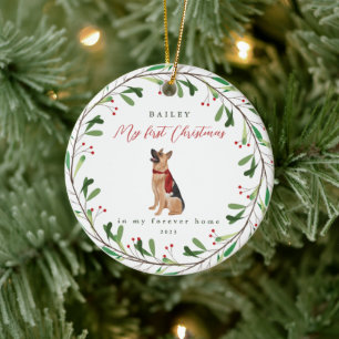 Dog's My First Christmas with Name German Shepherd Ceramic Ornament