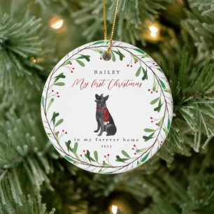 Dog's My First Christmas with Name German Shepherd Ceramic Ornament