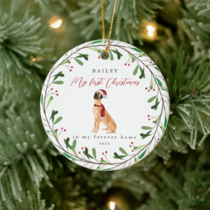 Dog's My First Christmas with Name Great Dane Ceramic Ornament