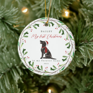 Dog's My First Christmas with Name Pointer Ceramic Ceramic Ornament