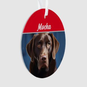 Dog's Name Chocolate Labrador Dog Photo Christmas Ornament