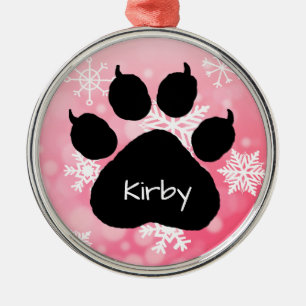 Dog's Name Personalised Paw Print Christmas    Metal Ornament
