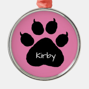 Dog's Name Personalised Paw Print Christmas  Metal Ornament