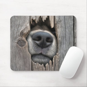 Dog's Nose In Wooden Fence Mouse Pad