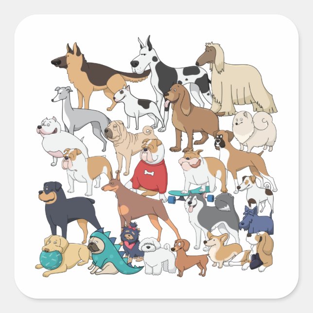 Dogs of the World Square Sticker (Front)