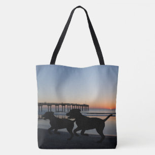 Dogs on Beach  Gift Bag Tote or Reusable Grocery