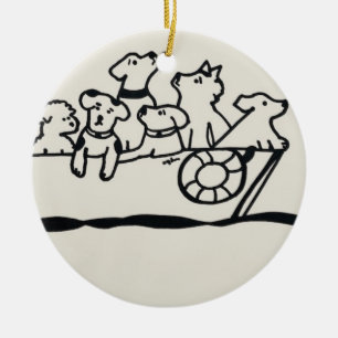 "Dogs on Boat" Ornament by Willowcatdesigns