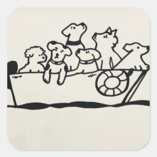 "Dogs on Boat" Sticker by Willowcatdesigns