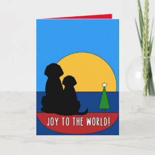 Dogs on Boat Watching Sunset Joy! Christmas Card