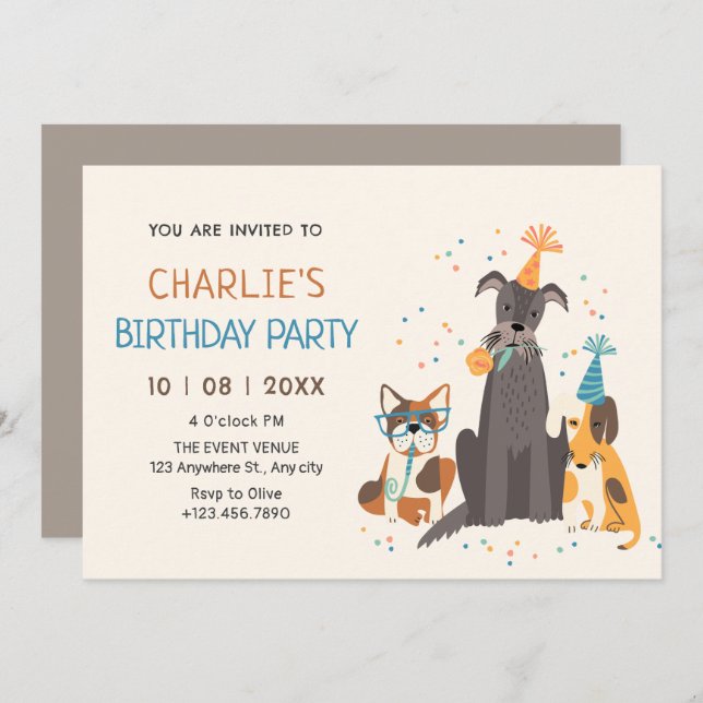 Dogs party invitation (Front/Back)