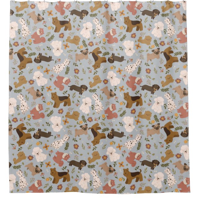 Dogs Pattern Shower Curtain (Front)