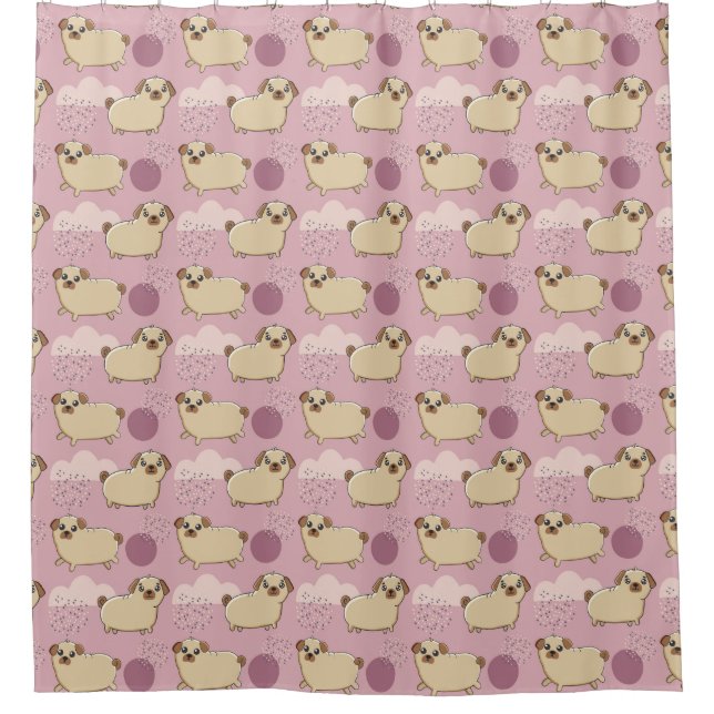 Dogs Pattern Shower Curtain (Front)