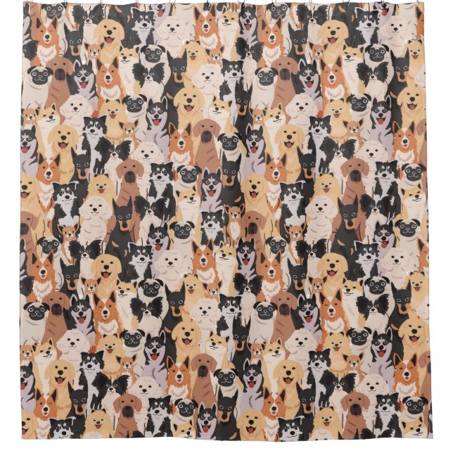 Dogs Pattern Shower Curtain (Front)
