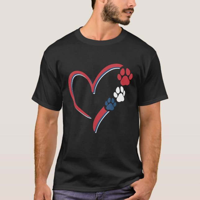 Dogs Paw American Flag Love Heart Dog Patriotic 4t T-Shirt (Front)