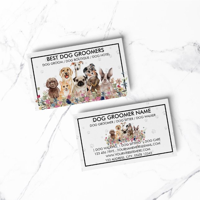 Dogs Paws Frame Clear Business Card (pet animal dog cat veterinary farm)