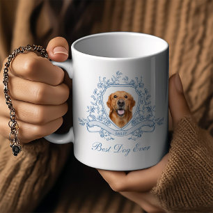 Dog's Photo in a Chinoiserie Crest Best Dog Ever Coffee Mug