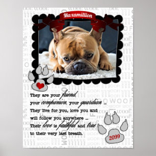 Dog's Photo with Name and Poem Pet Memorial Poster