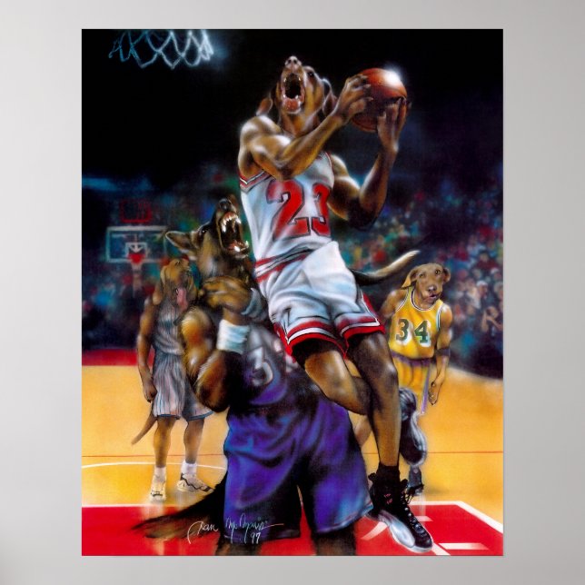 Dogs Playing Basketball Poster (Front)