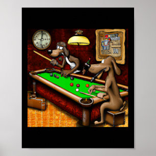 Dogs Playing Billiards  Poster
