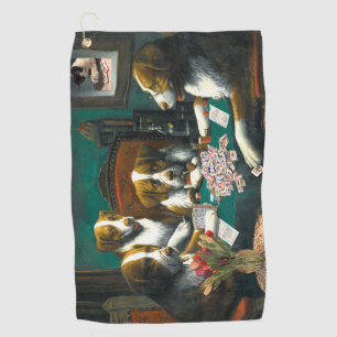 Dogs Playing Mah Jongg Golf Towel