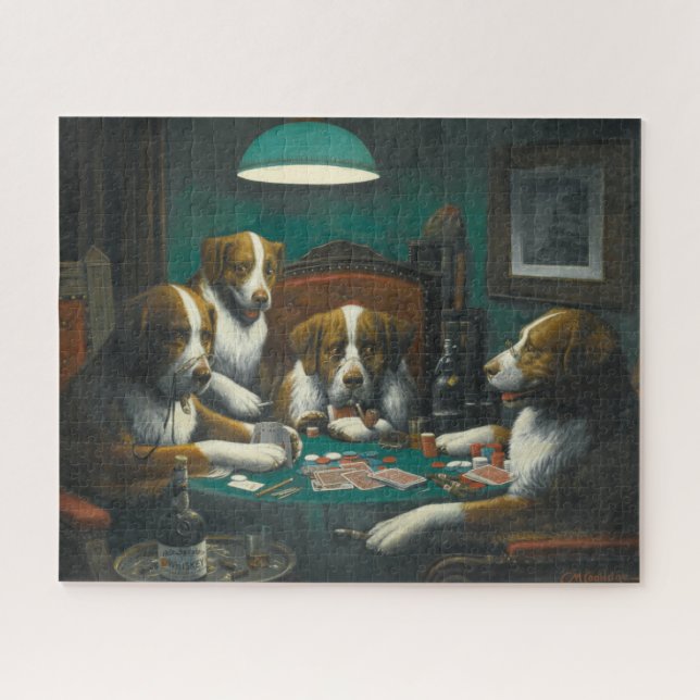 Dogs Playing Poker (Animal Card Game) Jigsaw Puzzle (Horizontal)