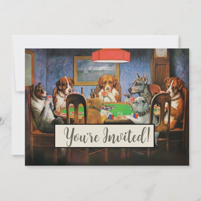 Dogs Playing Poker by C.M. Coolidge Invitation (Front)